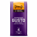 Espresso Gusto dark roast ground coffee with intensity rating of 4
